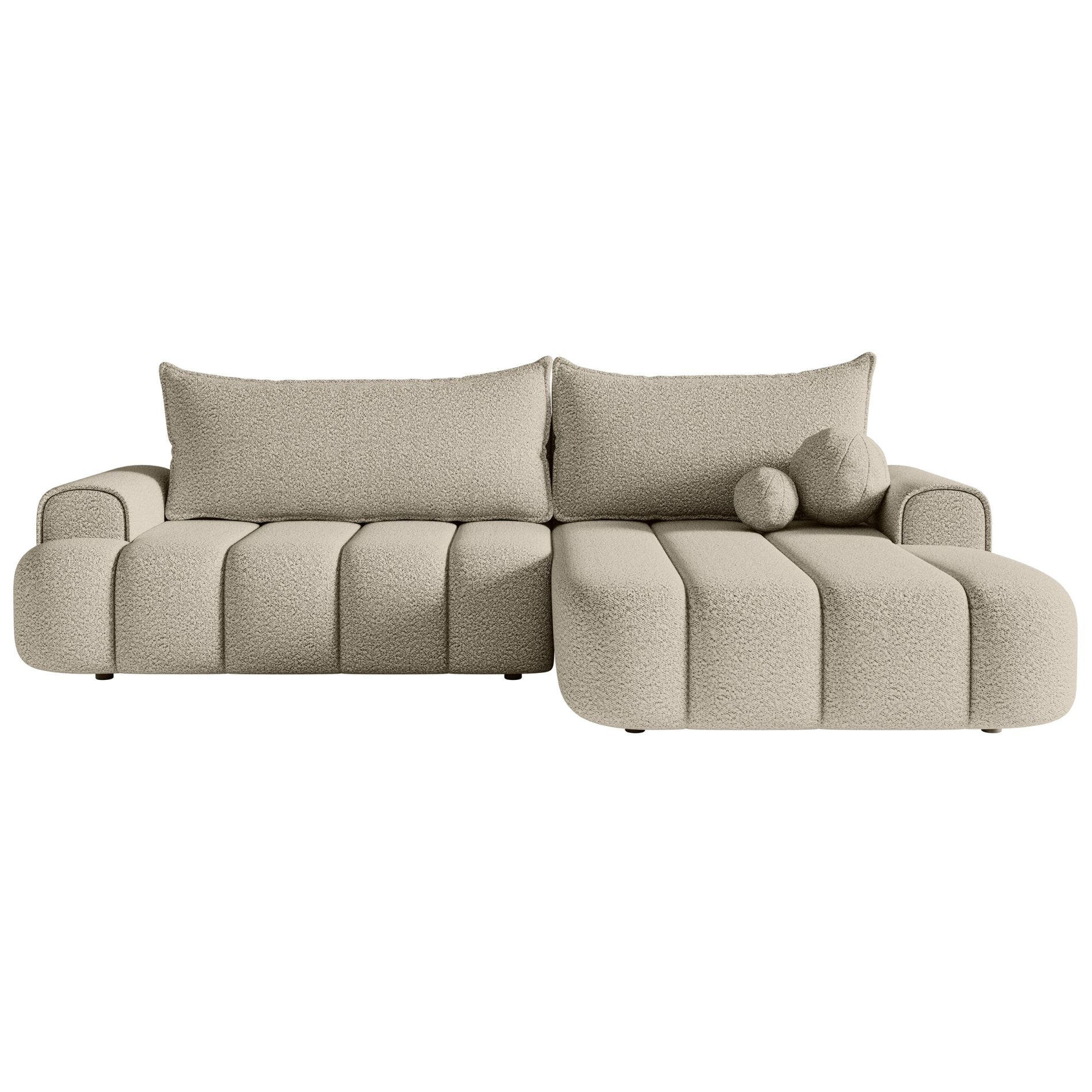 ECKSOFA Dandelino Hellbeige mit Bouclé-Bezug, rechts - Ecru/Schwarz, Kunststoff/Textil (275/168cm) - Selsey
