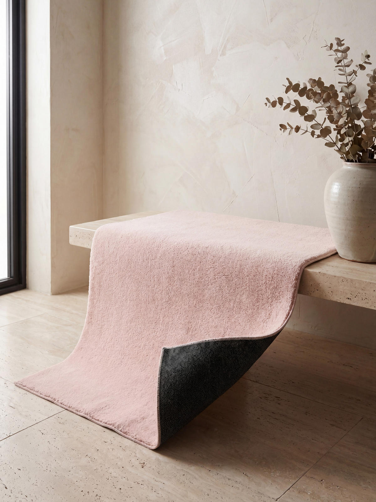 HOCHFLORTEPPICH Antirutsch Uni ALDAN Polyester Puderrosa 240 x 340 cm - Rosa, Textil (240/340cm) - KADIMA DESIGN