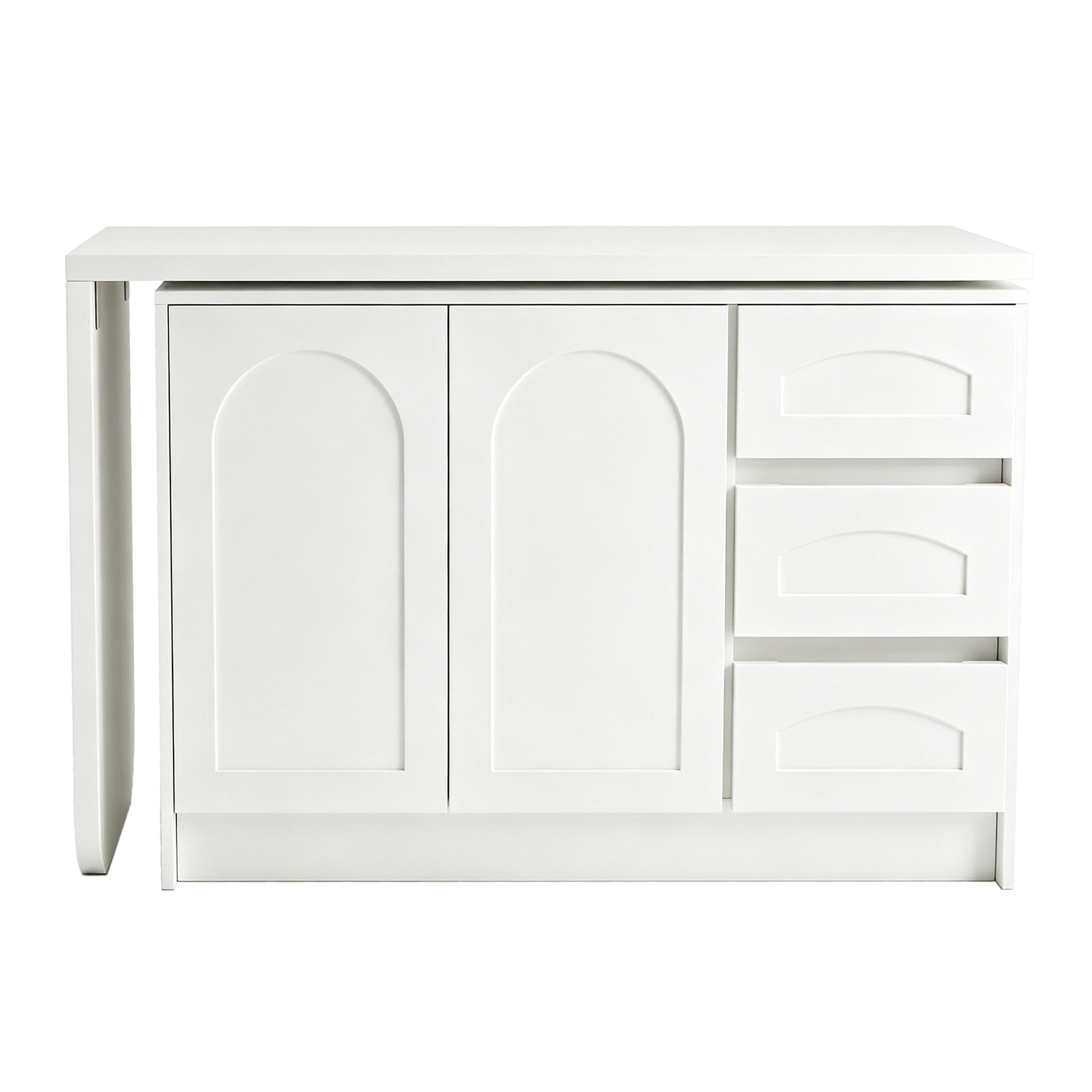 ECKSCHREIBTISCH Weiß 110-170/40/75 cm 360° drehbar mit 3 Schubladen und Schrank - Weiß, Holzwerkstoff (40/110/75cm) - PANGIVO