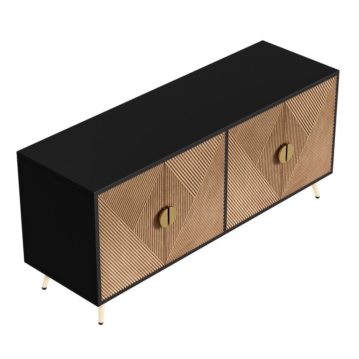SIDEBOARD mit Rautenmuster-Türen – 160/40/40cm - Schwarz, Holzwerkstoff/Metall (160/75/40cm) - Urban Meuble