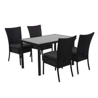 POLY-RATTAN GARNITUR Schwarz, Anthrazit 5-teilig-Set - Anthrazit/Schwarz, Kunststoff - MCW