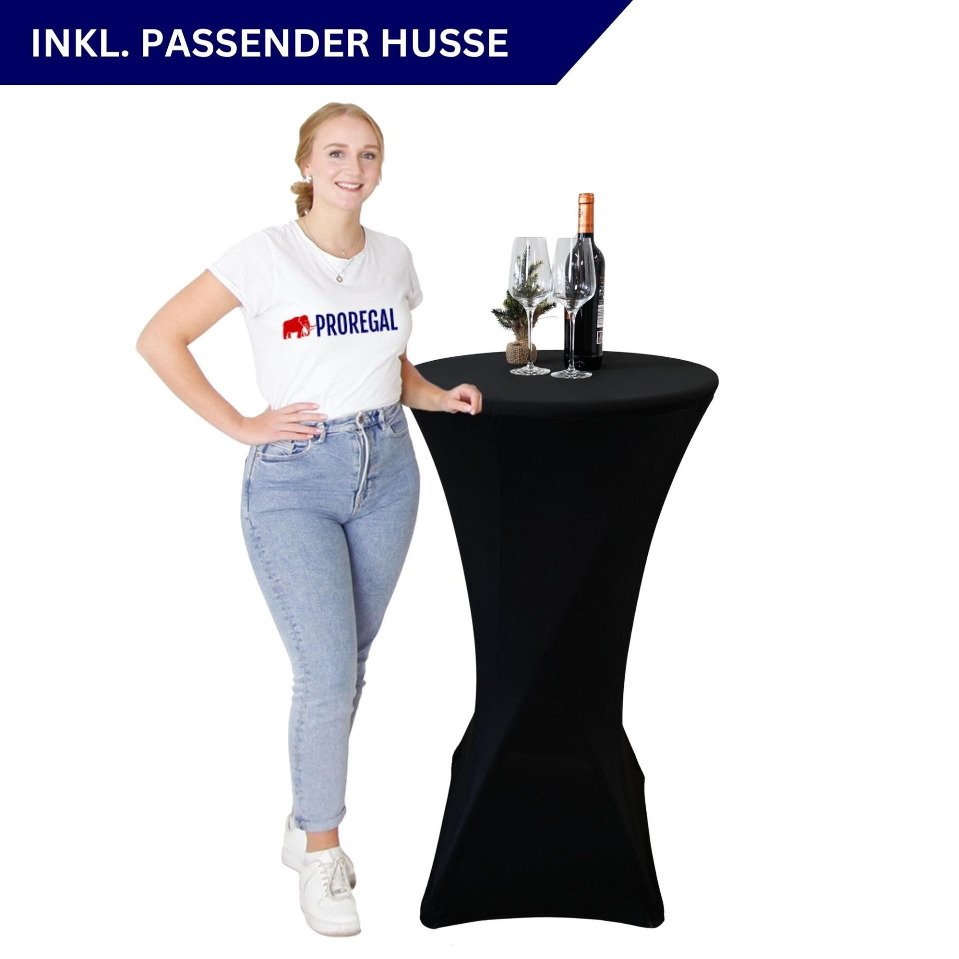 STEHTISCH mit Hussen klappbar HxØ 110x60cm MDF-Platte mit PVC-Beschichtung Schwarz - Schwarz, Metall (110/60/110cm) - CHEFGASTRO