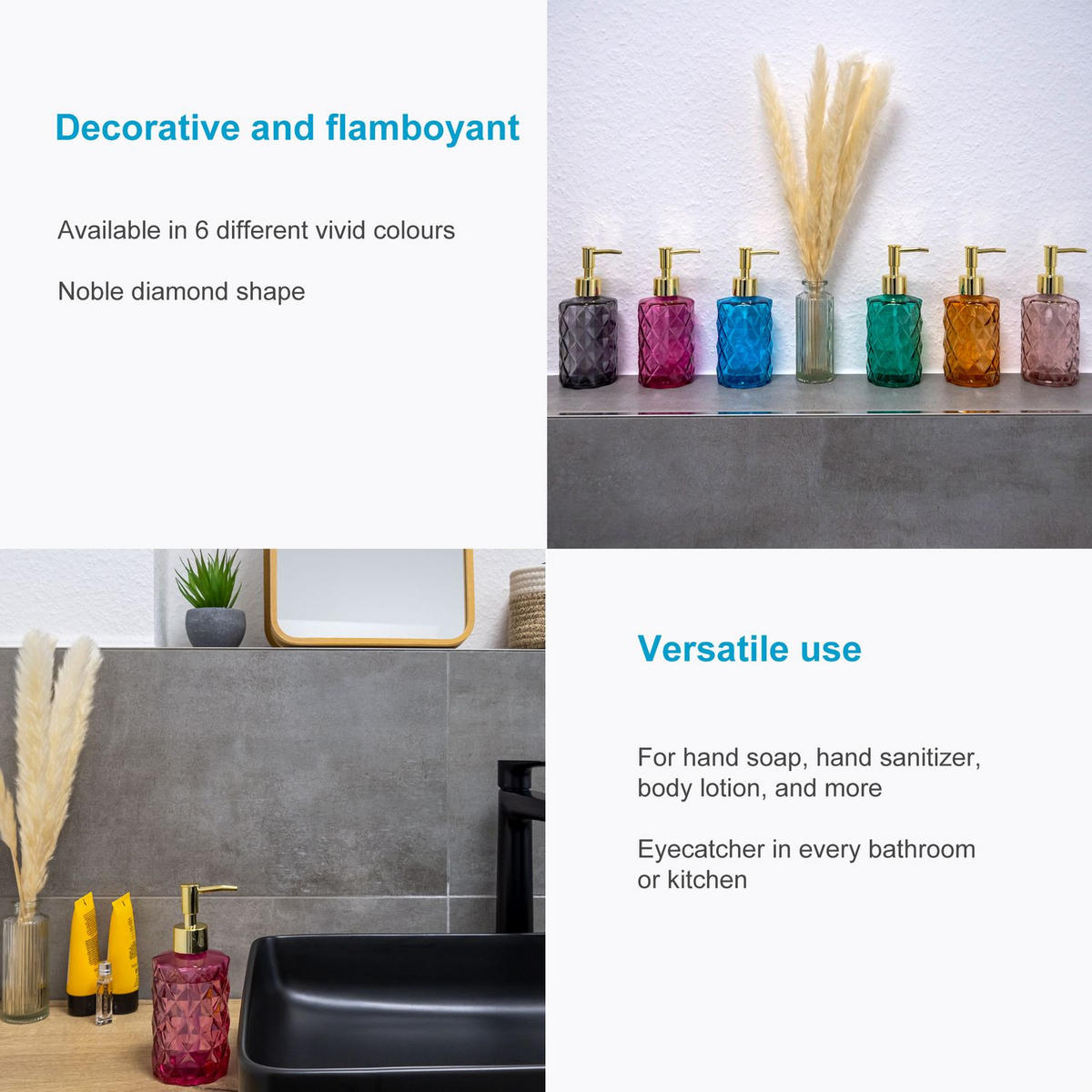 SEIFENSPENDER 310ml - Pink, Glas (7.2/18.2/8.2cm) - Intirilife