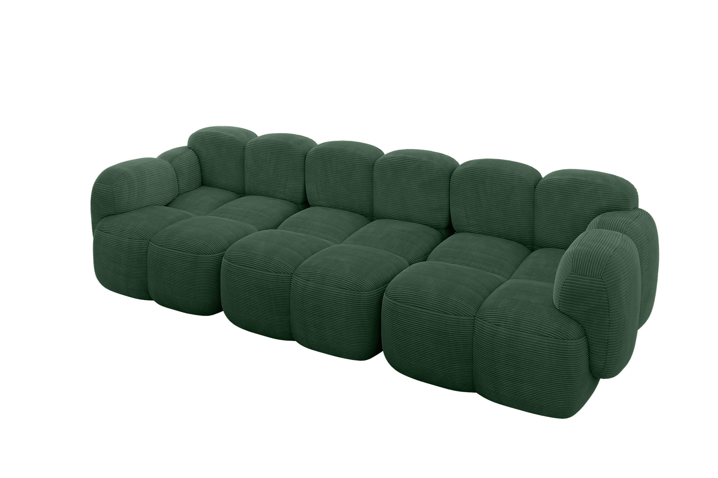 3-SITZER modulares Sofa Miko-S2 300x118x75 cm Grün Cord - Waldgrün/Schwarz, Holzwerkstoff/Kunststoff (300/75/118cm) - ALTDECOR