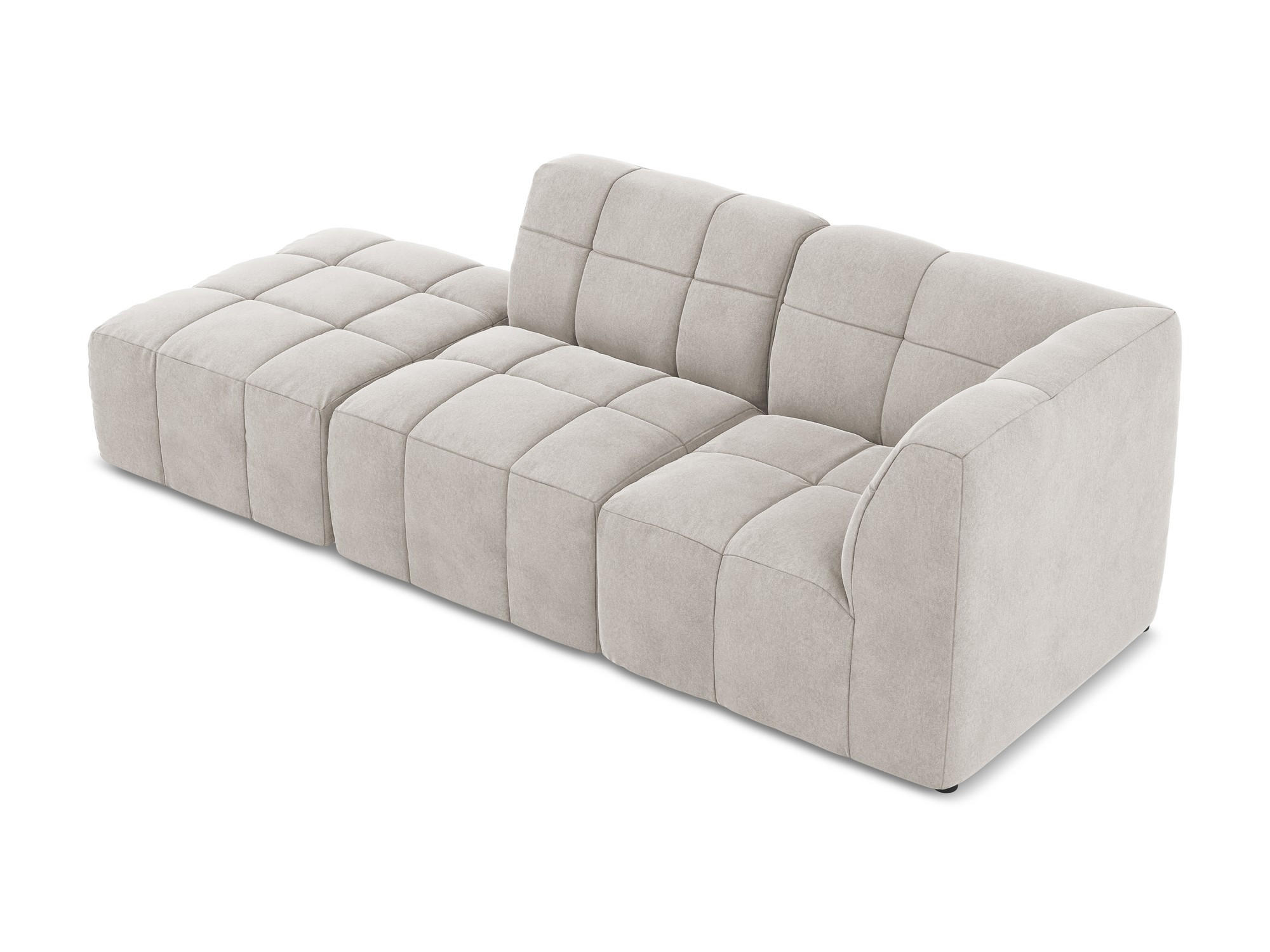 ECKSOFA Links Samt Stoff Beige - Creme/Schwarz, Holzwerkstoff/Kunststoff (240/90cm) - Makamii