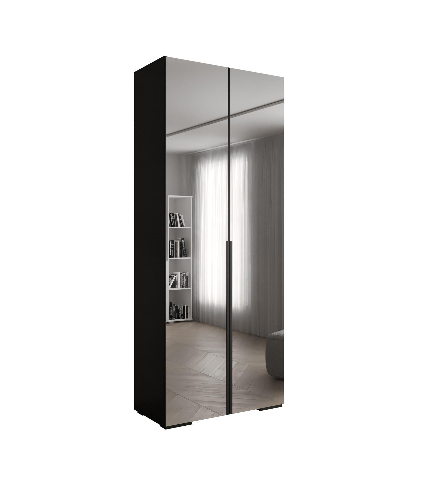 Abiks Möbel Drehtürenschrank Schwarz 100x236.7x47 cm