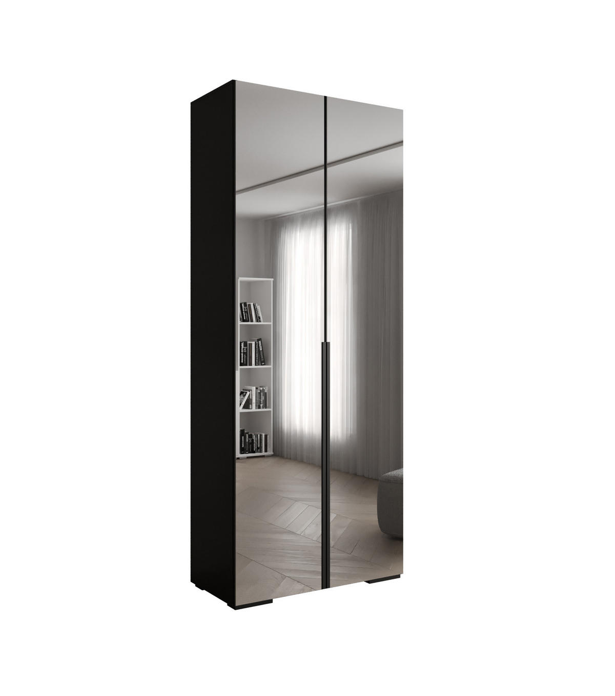 DREHTÜRENSCHRANK 236.7/100/47 2-türig - Schwarz, Holz/Metall (100/236.7/47cm) - Abiks Möbel