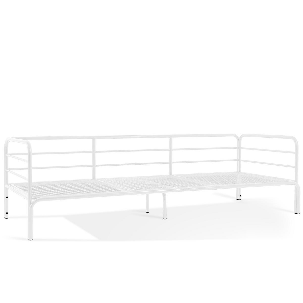 GARTENSOFA RAMBE 3-Personen mit Kissen, Weiß - Beige/Weiß, Textil/Metall (225/80/80cm) - KONSIMO®