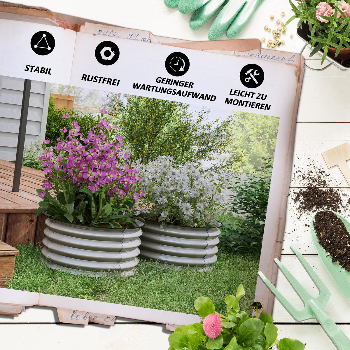 HOCHBEET aus Metall, 2er Set Blumenkasten, Gemüsebeet für Garten, Balkon, Silber - Silberfarben, Metall (60/30/60cm) - Outsunny