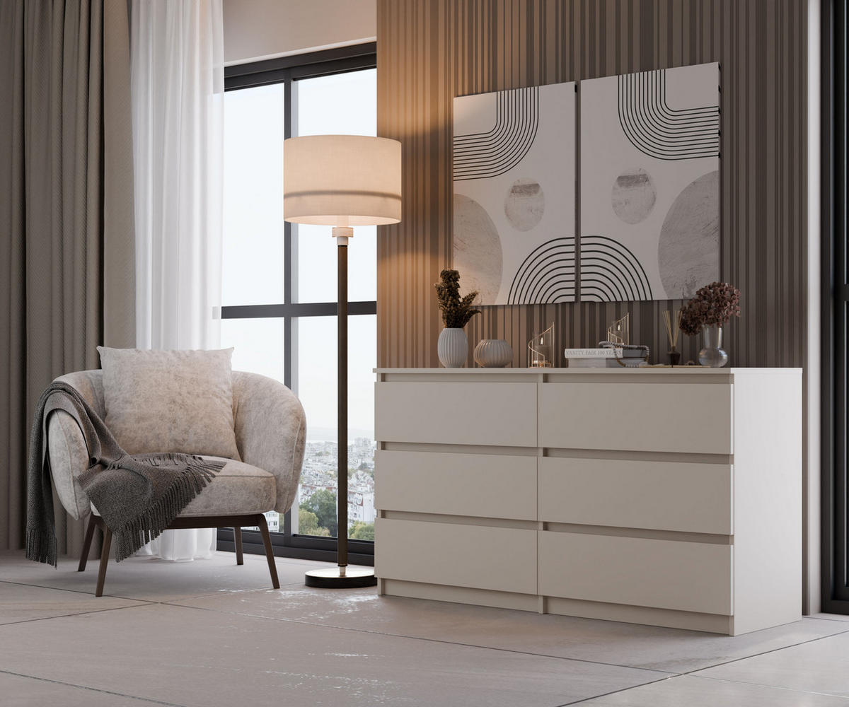 KOMMODE MALWA M6 140 - KASCHMIRBEIGE - Kaschmir, Holzwerkstoff (138/75/40cm) - CDF