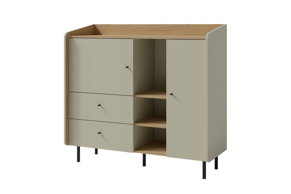 KINDERKOMMODE ALBI 08 125/42/115 in Eukalyptus / Baltic Düne Eiche - Alteiche/Eukalyptusholzfarben, Holzwerkstoff (125/115/42cm) - Deine Möbel 24