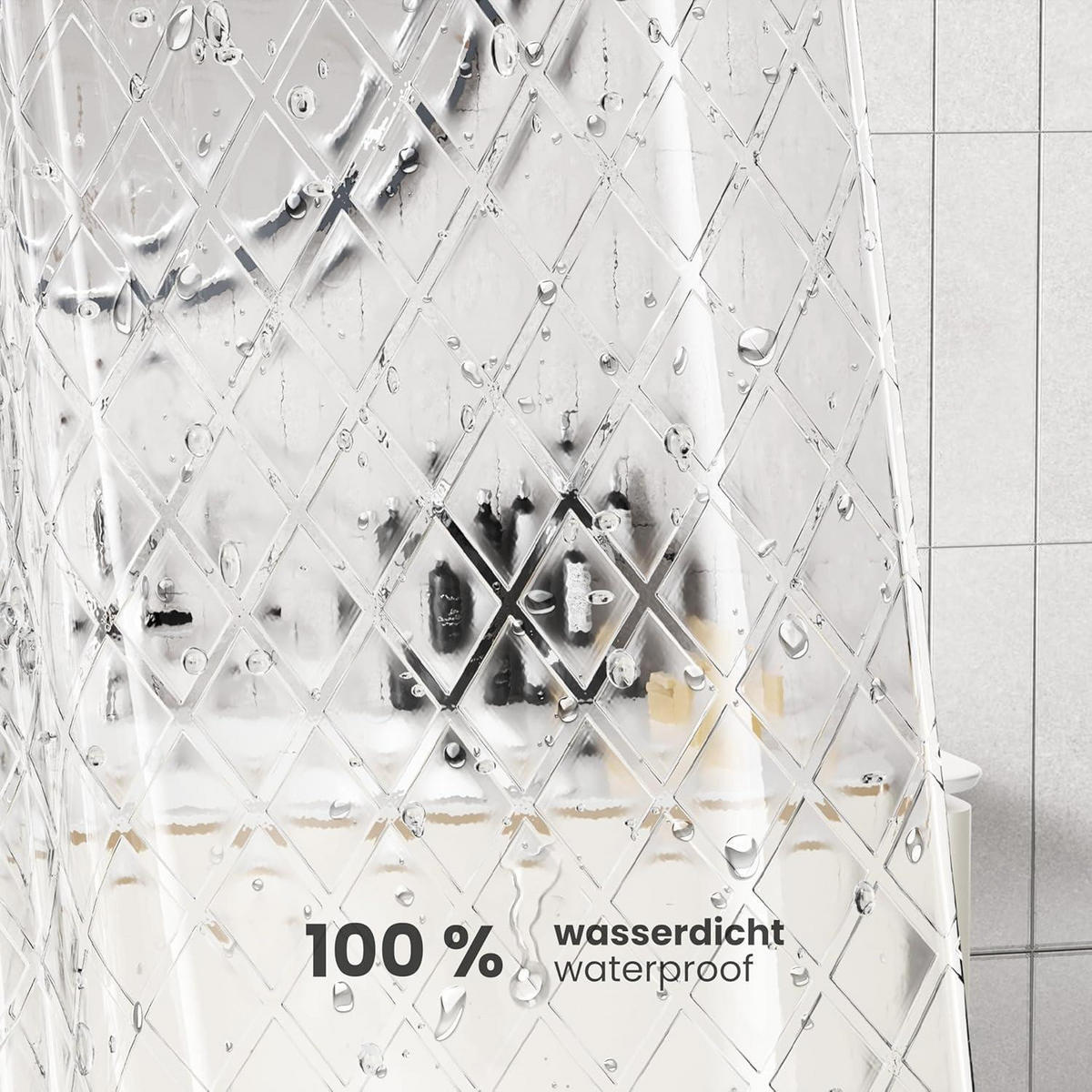 DUSCHVORHANG 3D Rhombus Transparent 180 x 200 cm - Transparent, Kunststoff (180/200cm)