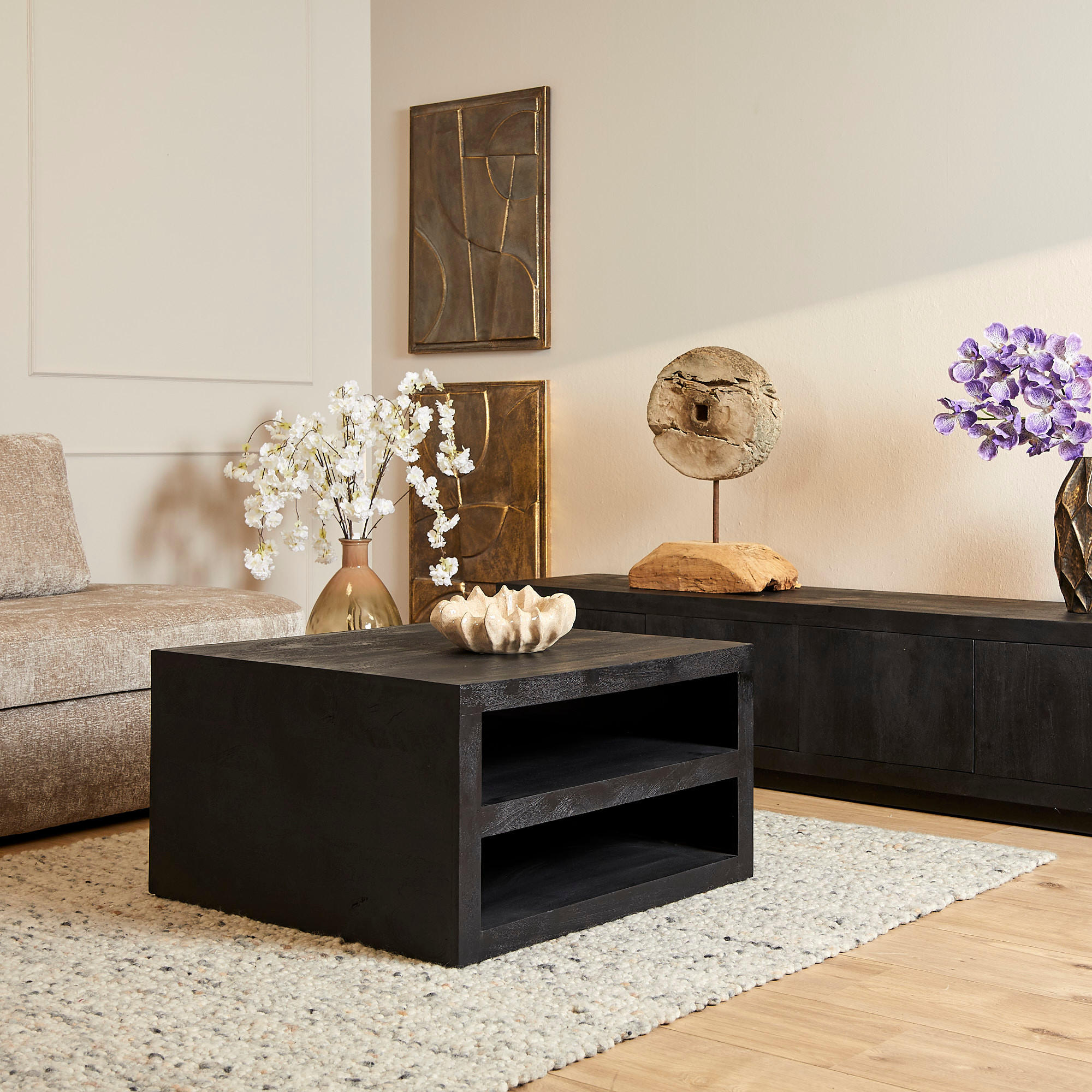 Thumbnail - Couchtisch, Schwarz, Holz, 80x45x80 cm, Wohnzimmer, Wohnzimmertische, Couchtische