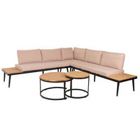 LOUNGE-SET Gartengarnitur Hellbraun Kissen Beige - Braun, Metall - PROREGAL