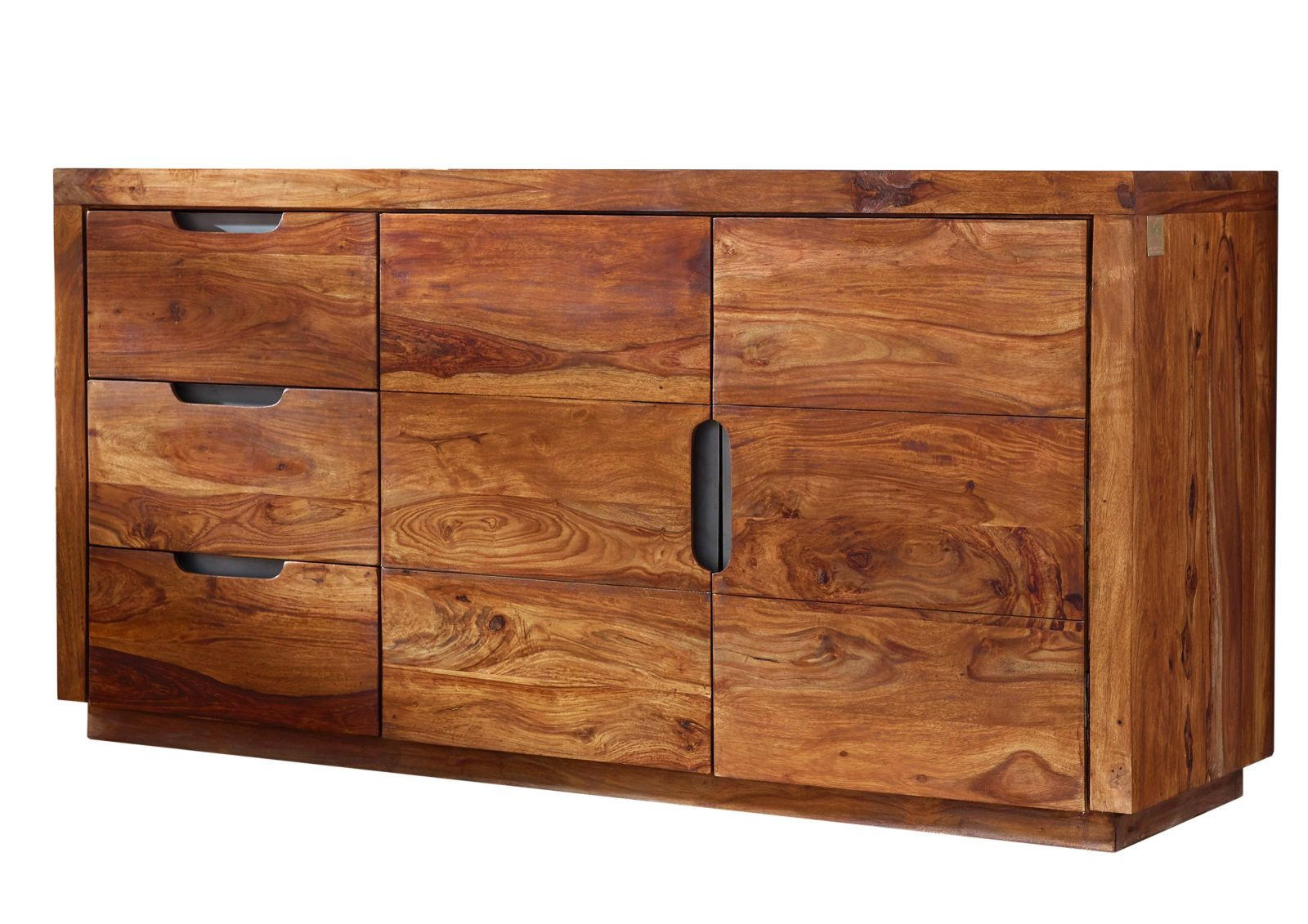 SIDEBOARD Sheesham 150x45x75 walnuss lackiert DUKE #126 - Dunkelbraun, Holz (150/75/45cm) - Massivmoebel24