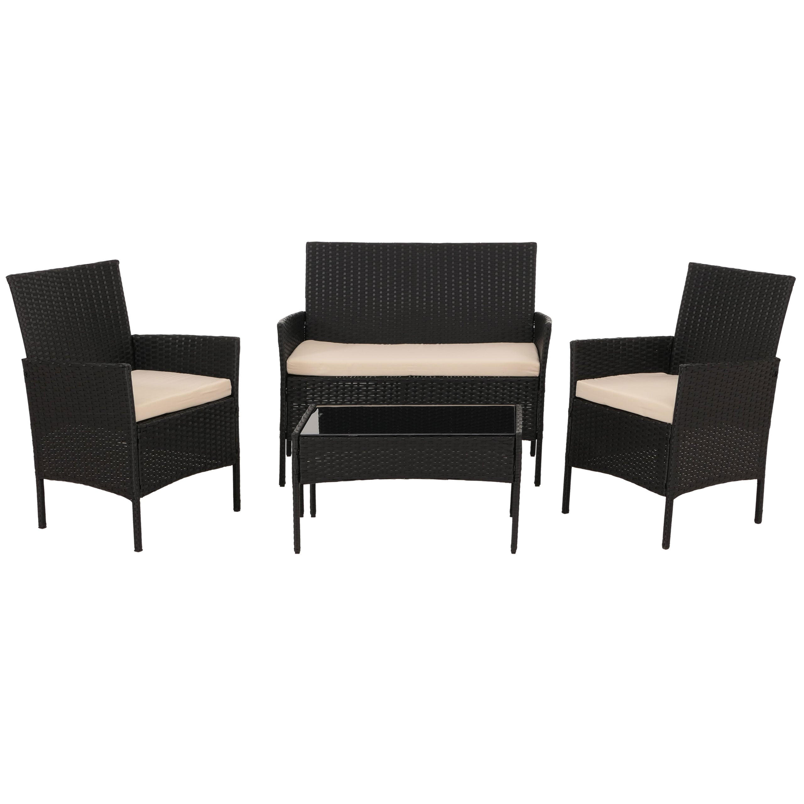 GARTEN-GARNITUR Poly-Rattan Anthrazit - Anthrazit, Metall - PROREGAL