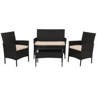 GARTEN-GARNITUR Poly-Rattan Anthrazit - Anthrazit, Metall - PROREGAL