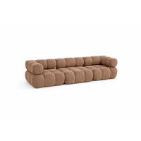 COUCH, 3-Sitzer Modular, Veloursstoff Salvador, Dunkelbeige, Selia - Beige, Holz (285/70/95cm) - Kaiser Möbel