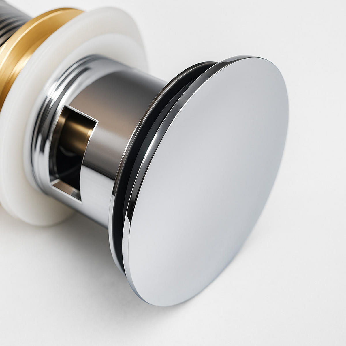 POP-UP-ABFALL Chrom mit Überlauf - Chromfarben, Metall (5/10/5cm) - Badplaats