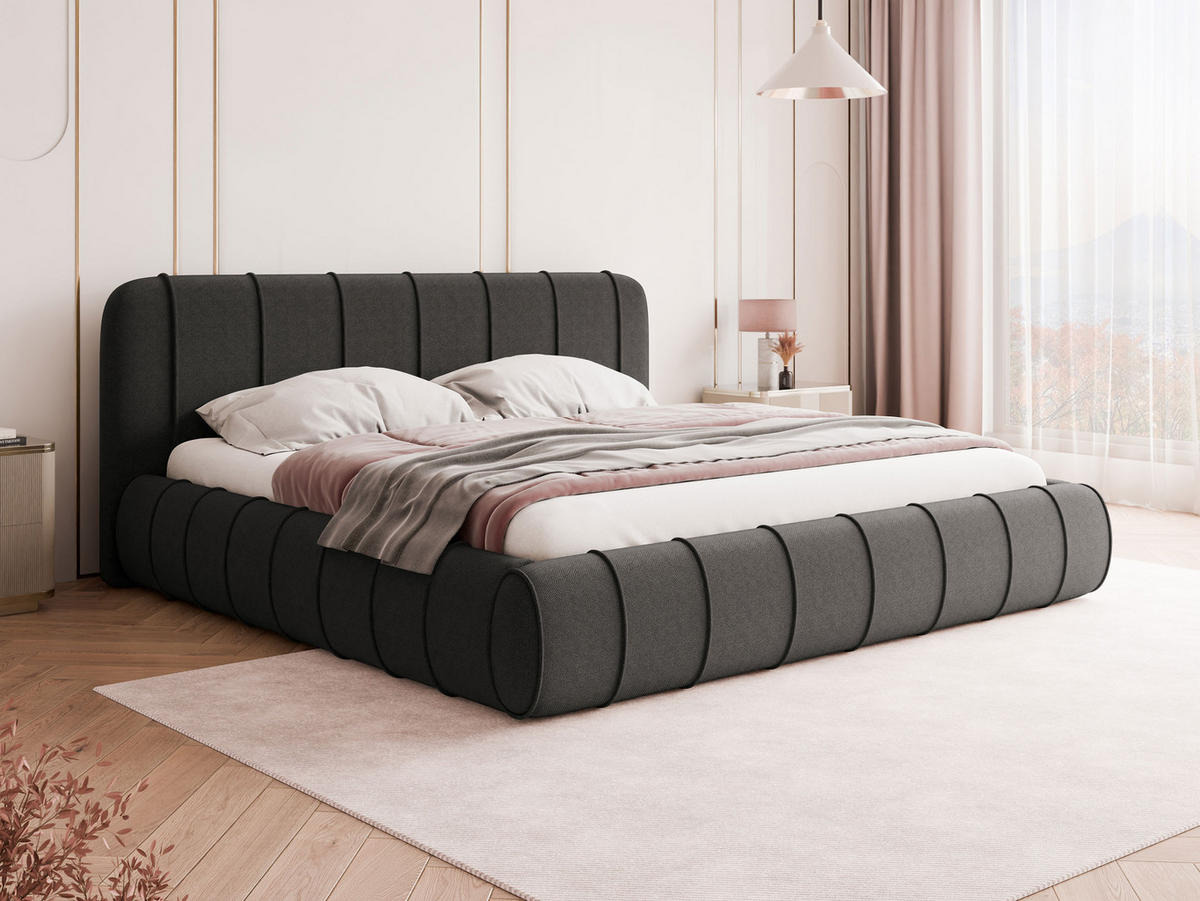 POLSTERBETT Slim XI - Dunkelgrau, Holz/Holzwerkstoff (200/200cm) - MIRJAN24