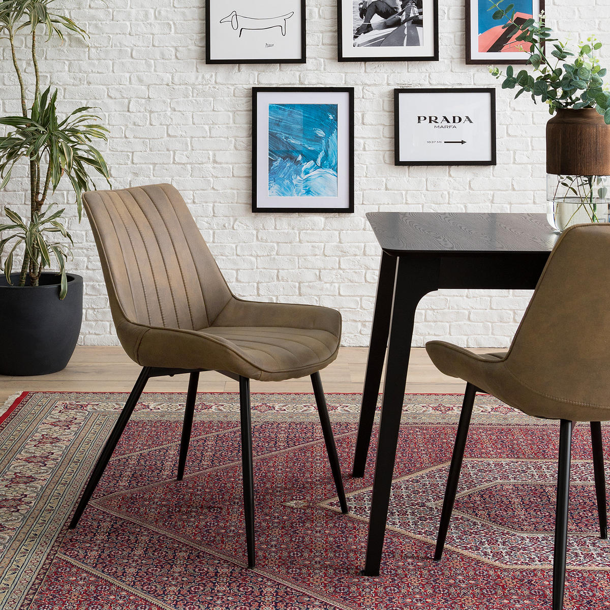POLSTERSTUHL - Hellbraun, Textil/Metall (54/86/62cm) - home24