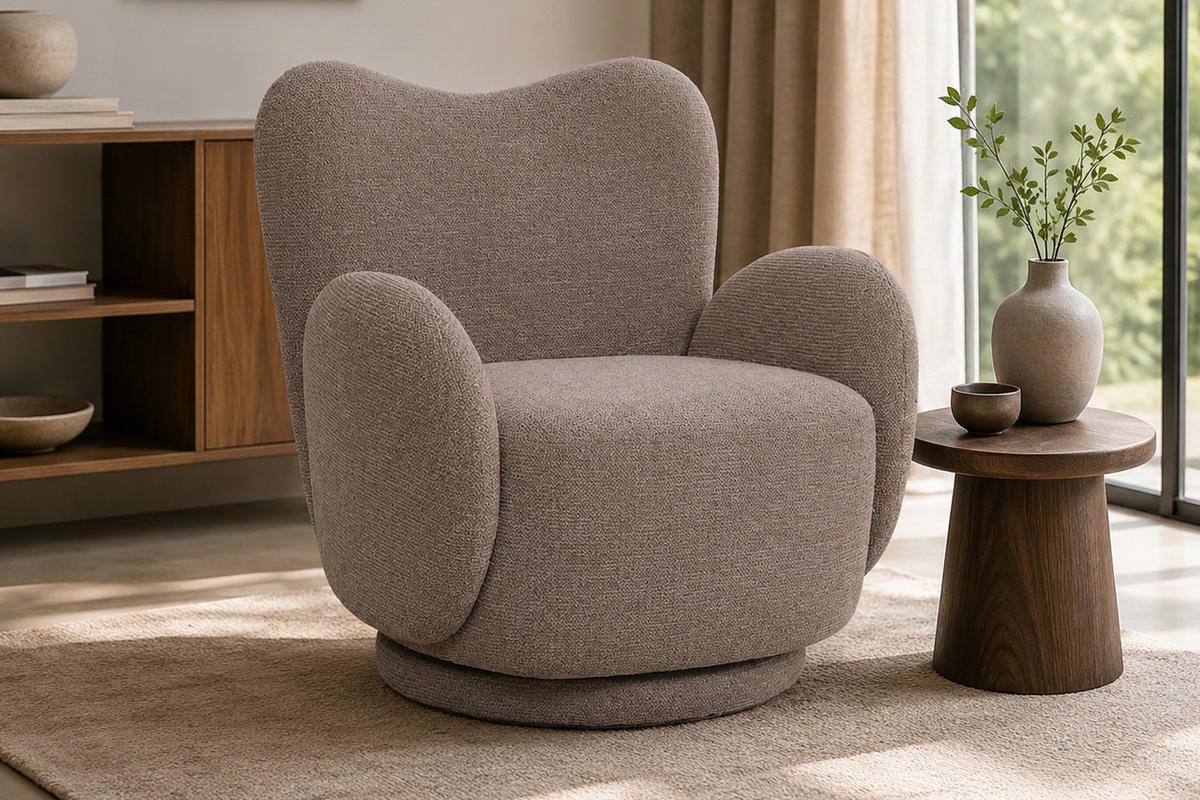 DREHSESSEL Verona, Webstoff, Beige - Beige, Textil (76/80/78cm) - dasmöbelwerk