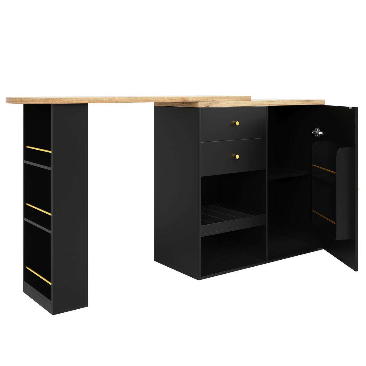 SCHRANK mit drehbaren Seitenregalen 105 x 39 x 102 cm Schwarz - Schwarz, Holz (39/104/138cm) - Beauniv