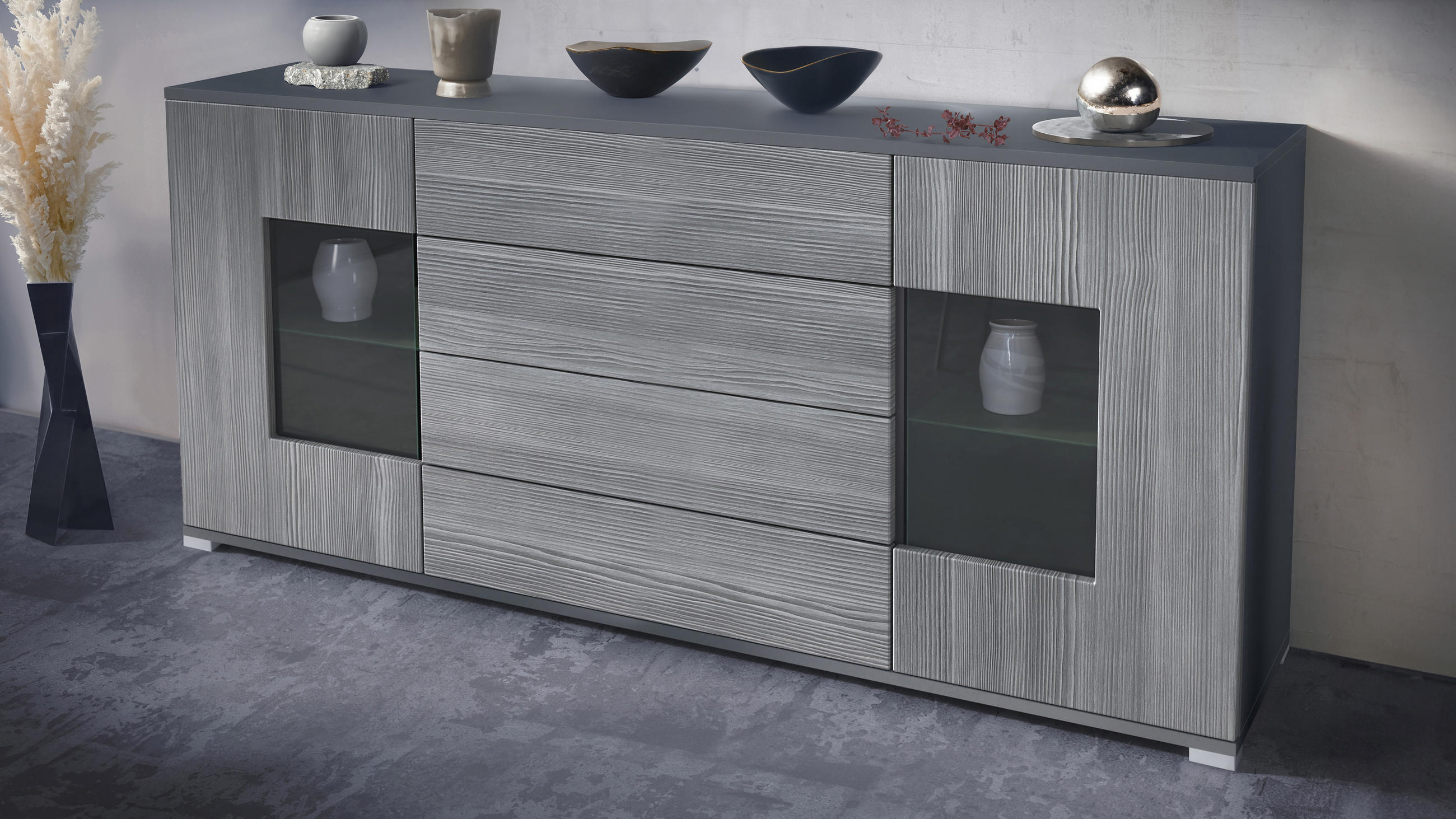 SIDEBOARD Grömitz Avola-Anthrazit - Anthrazit, Holzwerkstoff (166.5/75.5/35cm) - Vladon