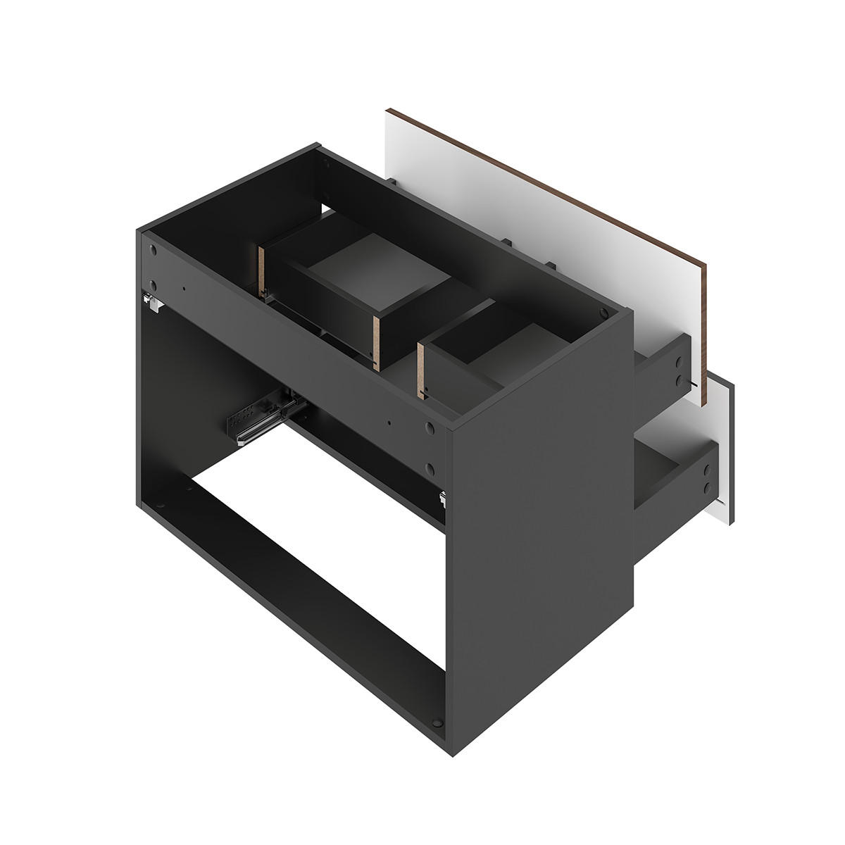 BADMÖBEL 80.6cm Sylla 2er-Set Schwarz und Holz - Schwarz, Holzwerkstoff (80.6/52.2/45.8cm) - Petits-meubles