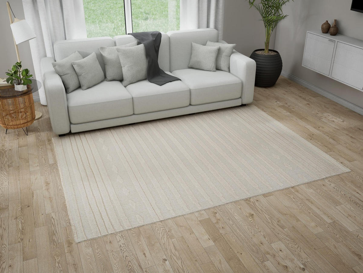 STRUKTURTEPPICH Indigo Creme/Creme 160x230 cm - Multicolor, Textil (160/230cm) - Vercai Rugs