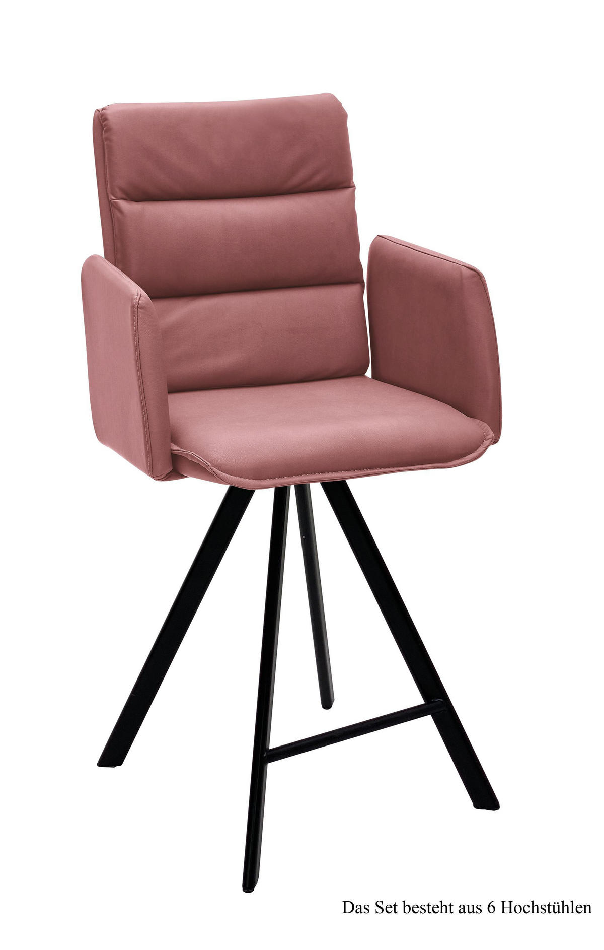 THEKENSTUHL drehbar (6er-Set) Diahann 52x109x60 Schwarz/Rosewood - Dunkelrosa/Schwarz, Kunststoff (60/109/52cm) - 58aufmkessel