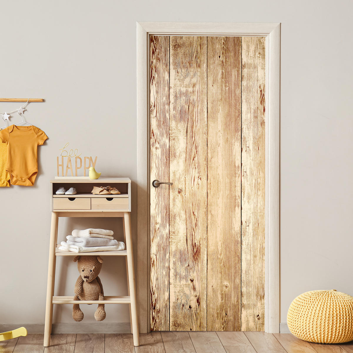 TÜRAUFKLEBER Holz - Vintage - Regal - Eiche 80x215 cm - Türtapete - Honigeiche, Kunststoff (80/0.1cm) - MuchoWow