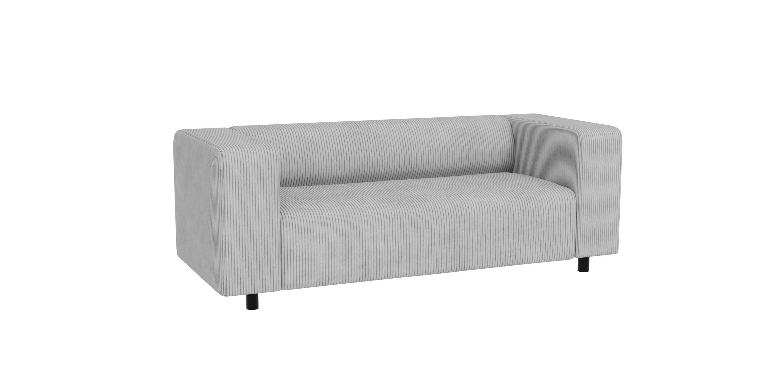 2-SITZER-SOFA Tove Hellgrau Cord - Hellgrau/Schwarz, Holz/Kunststoff (151/65/80cm) - S-Style Möbel