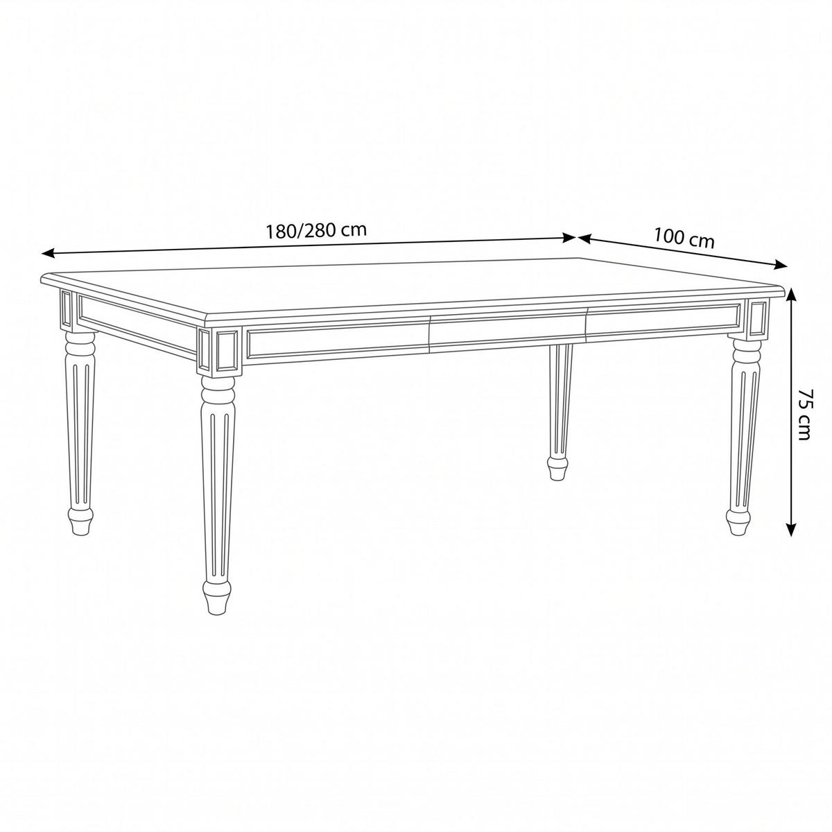 MATBORD Amaretta utdragbar 180 x 100 x 75 cm – svart - Svart, Trä/Träbaserade material (100/180/75cm) - ebuy24