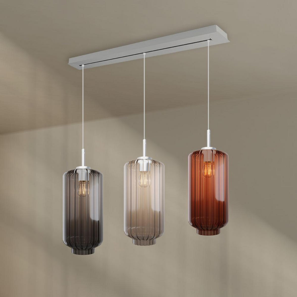 HÄNGELEUCHTE Velo 3-flammig Mehrfarbig Ø 18cm - Multicolor/Weiß, Glas (18/18/33cm) - s.luce