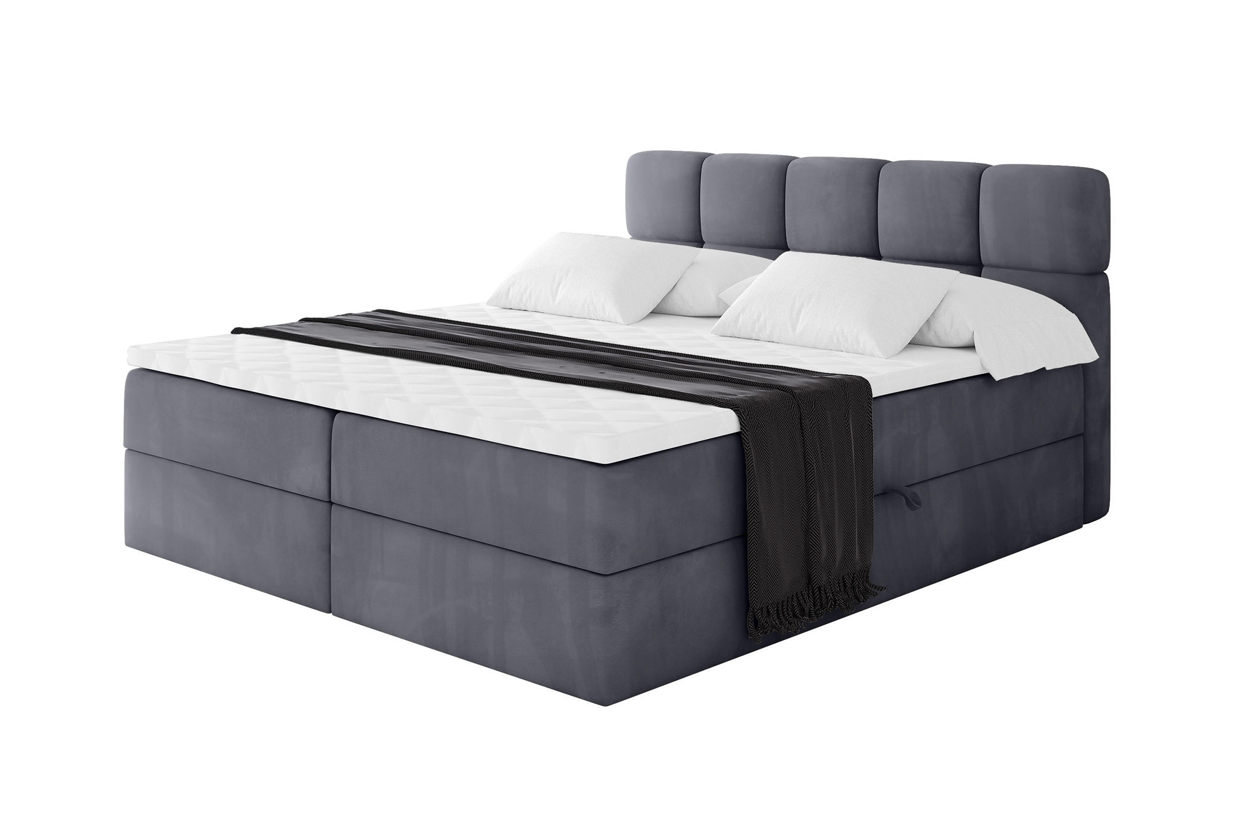 BOXBETT mit Matratze H4 - FAMA - 180x200 cm Dunkelgrau Casablanca - Dunkelgrau, Holzwerkstoff (180/200cm) - ALTDECOR