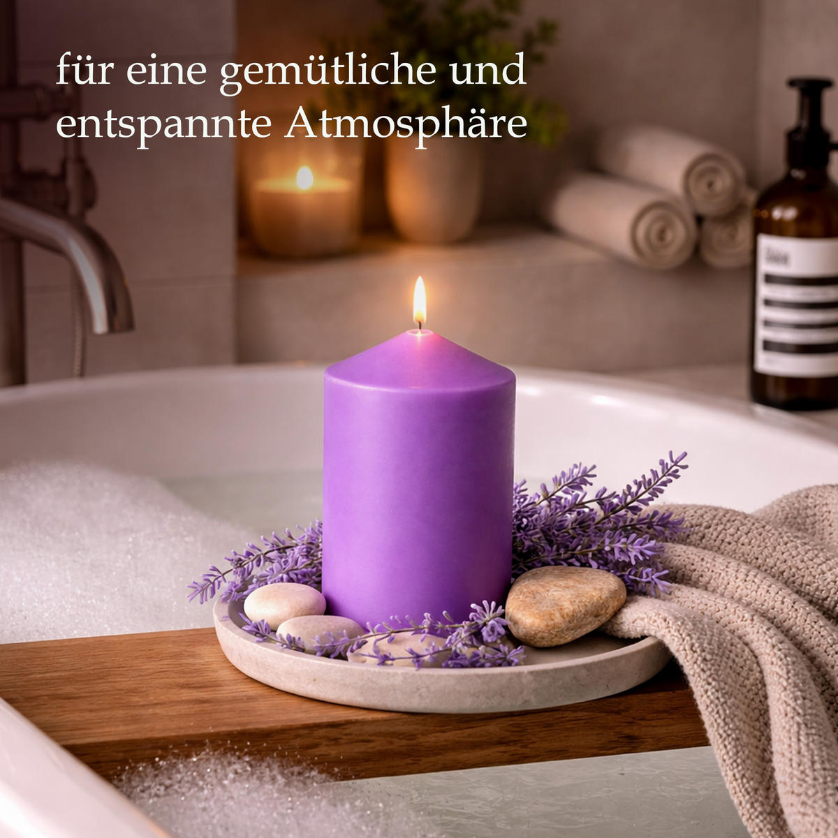 STUMPENKERZEN (2er Pack) Ø6cm x 10cm - Lila - Lila, Naturmaterialien (10cm) - HS Candle