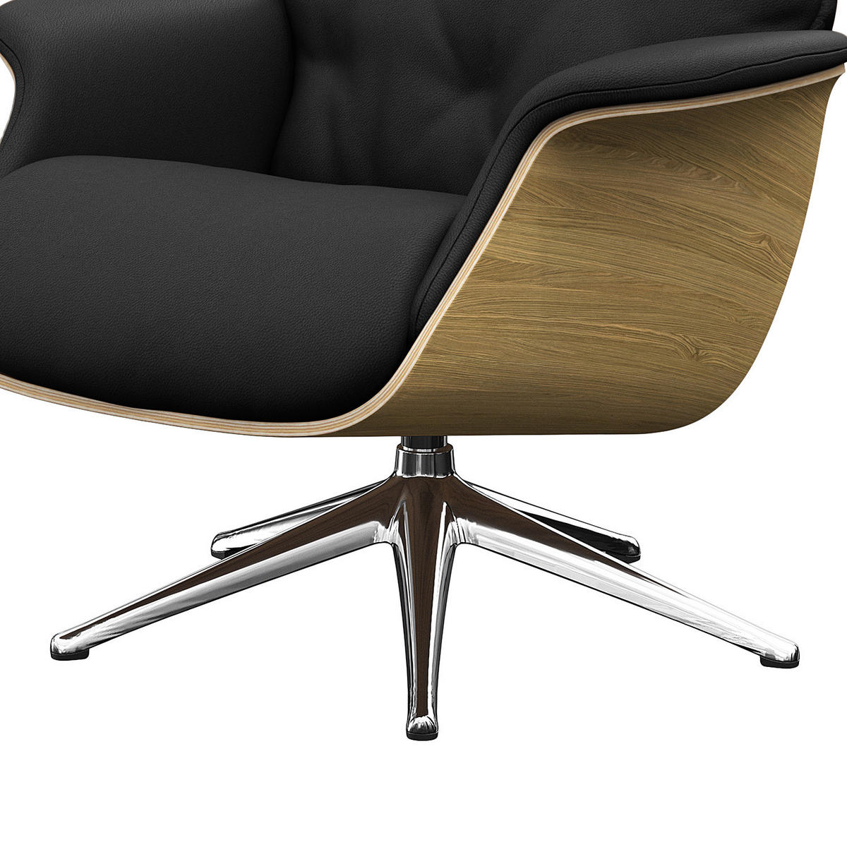 RELAXSESSEL - Echtleder - Chromfarben/Schwarz, Leder/Metall (83/112/83cm) - home24