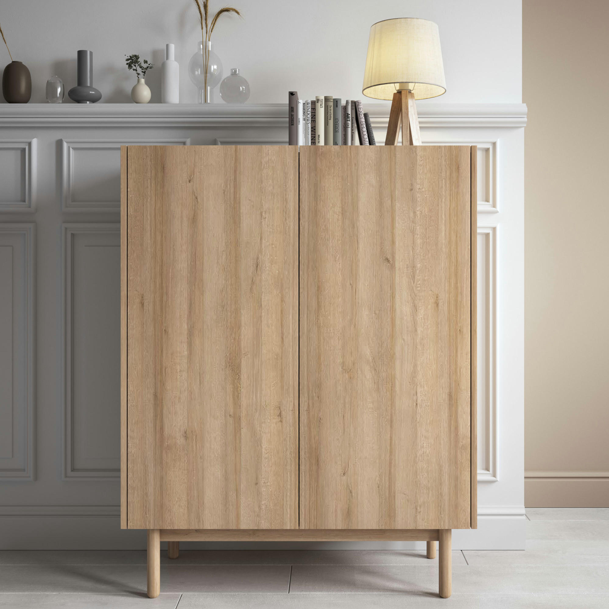 SIDEBOARD REVELSTOKE KOM3-2D Holzbeine Eiche - Eichefarben, Holz/Holzwerkstoff (97/122/37cm) - Komodee