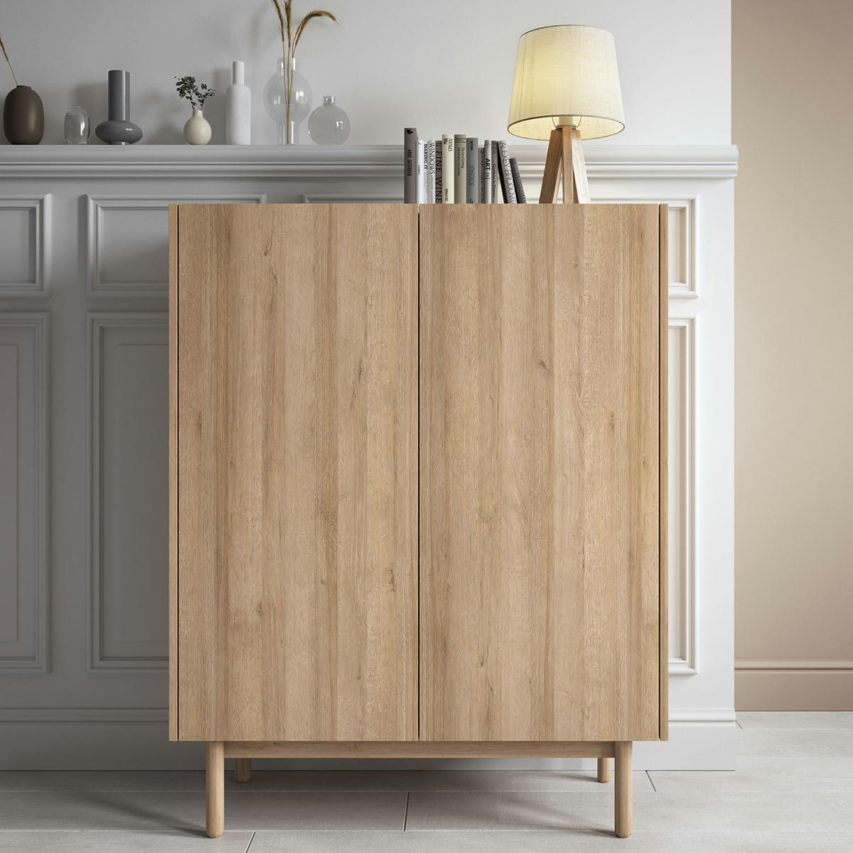 SIDEBOARD REVELSTOKE KOM3-2D Holzbeine Eiche - Eichefarben, Holz/Holzwerkstoff (97/122/37cm) - Komodee