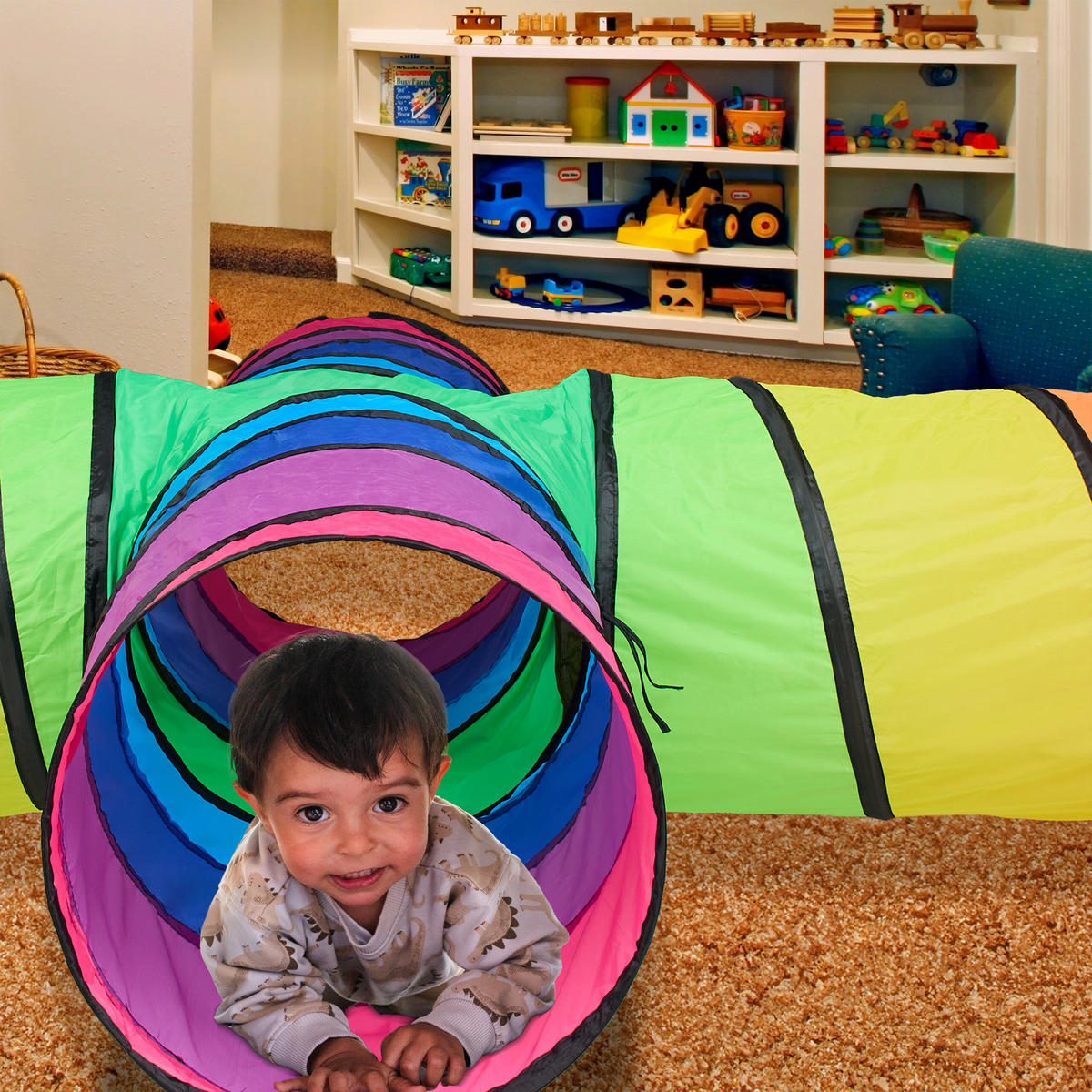 SPIELTUNNEL - Multicolor, Textil/Metall (232/46/232cm) - Relaxdays