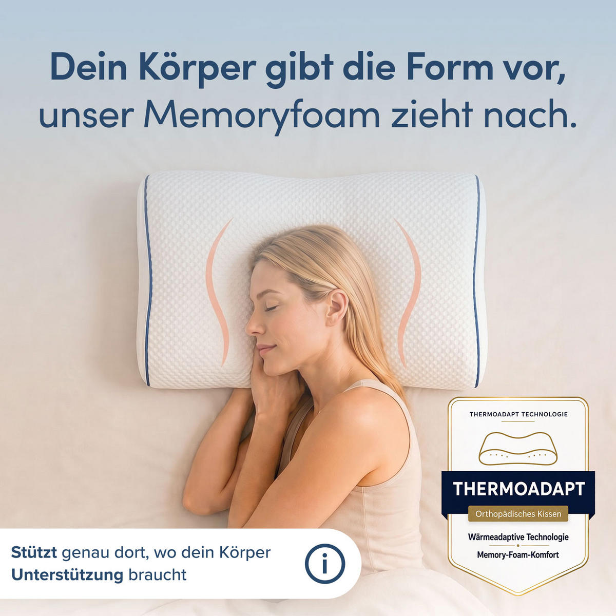 ORTHOPÄDISCHES Nackenkissen 60x36x9/13 cm - Weiß, Textil (36/60cm) - Blumtal