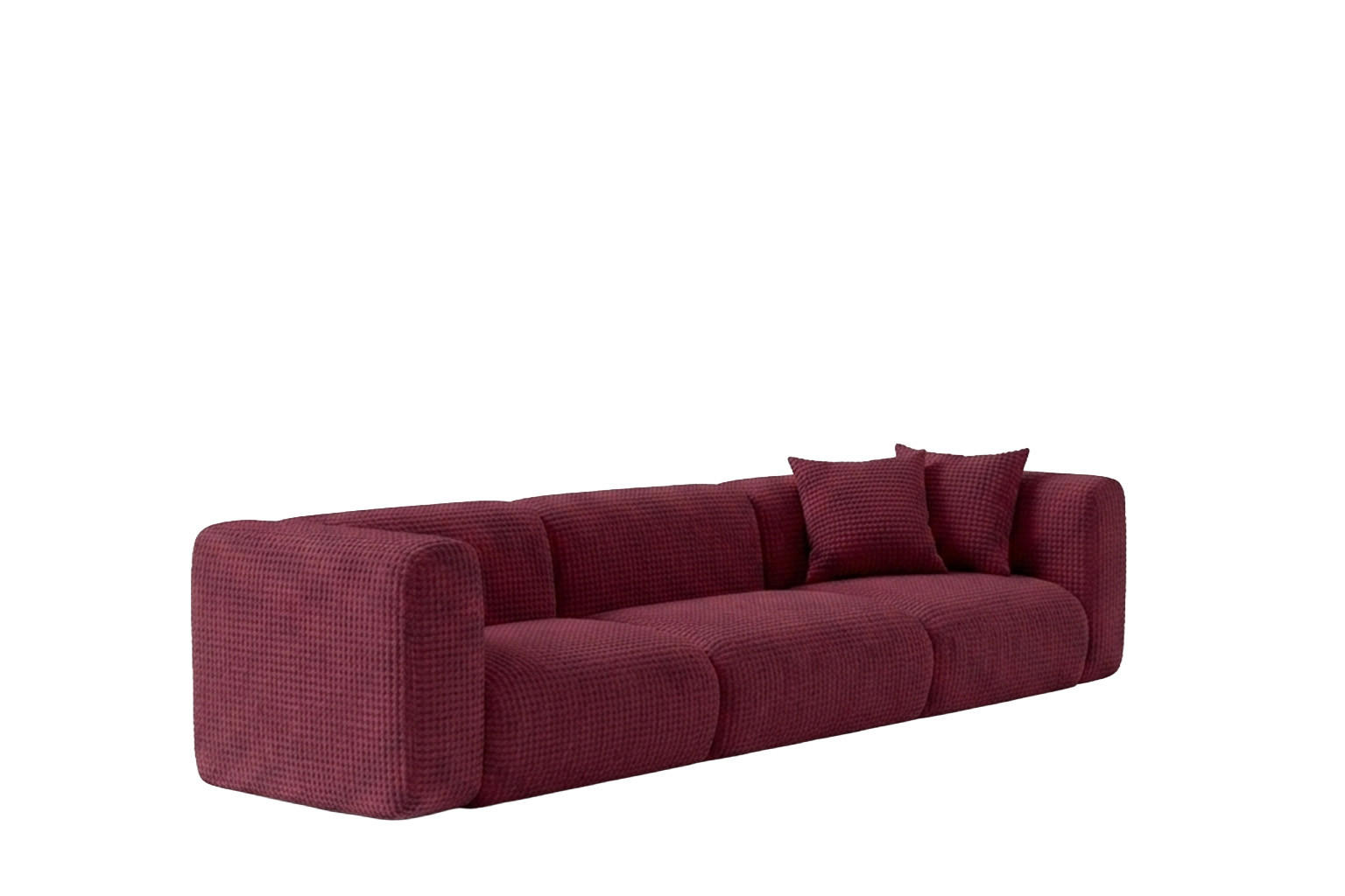 SOFA 3-Sitzer, Chenille-Stoff Cremona, Rotwein, GRETA - Weinrot, Holz (319/70/89cm) - Kaiser Möbel