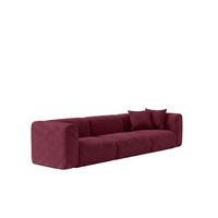SOFA 3-Sitzer, Chenille-Stoff Cremona, Rotwein, GRETA - Weinrot, Holz (319/70/89cm) - Kaiser Möbel