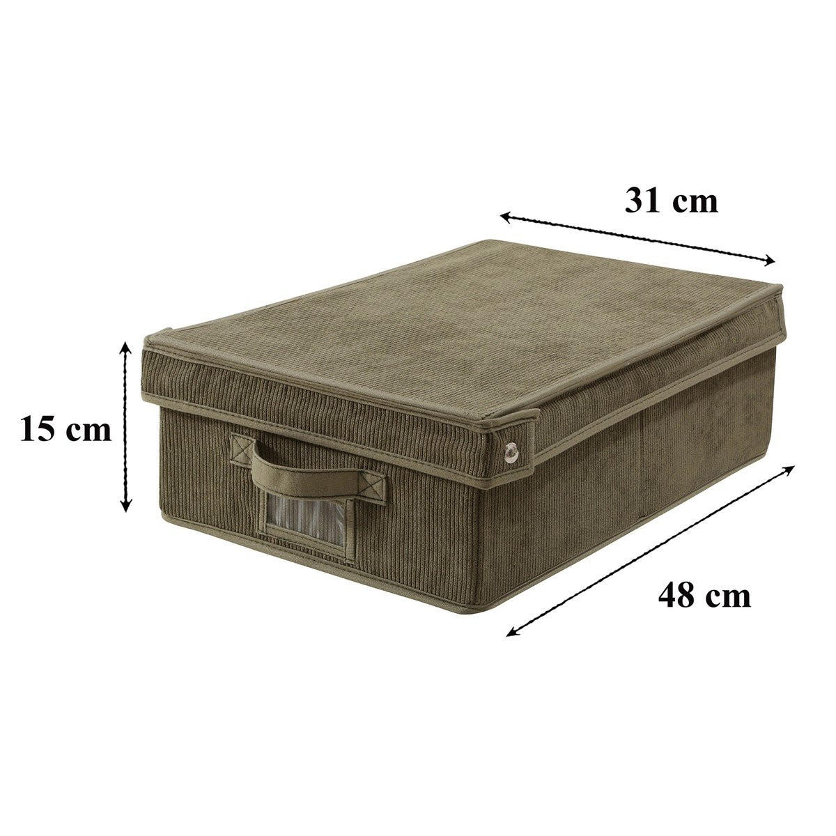 AUFBEWAHRUNGSBOX mit deckel aus kordstoff in khaki - 31,5/48/15 cm - Grün, Textil (31.5/48/15cm) - Calicosy