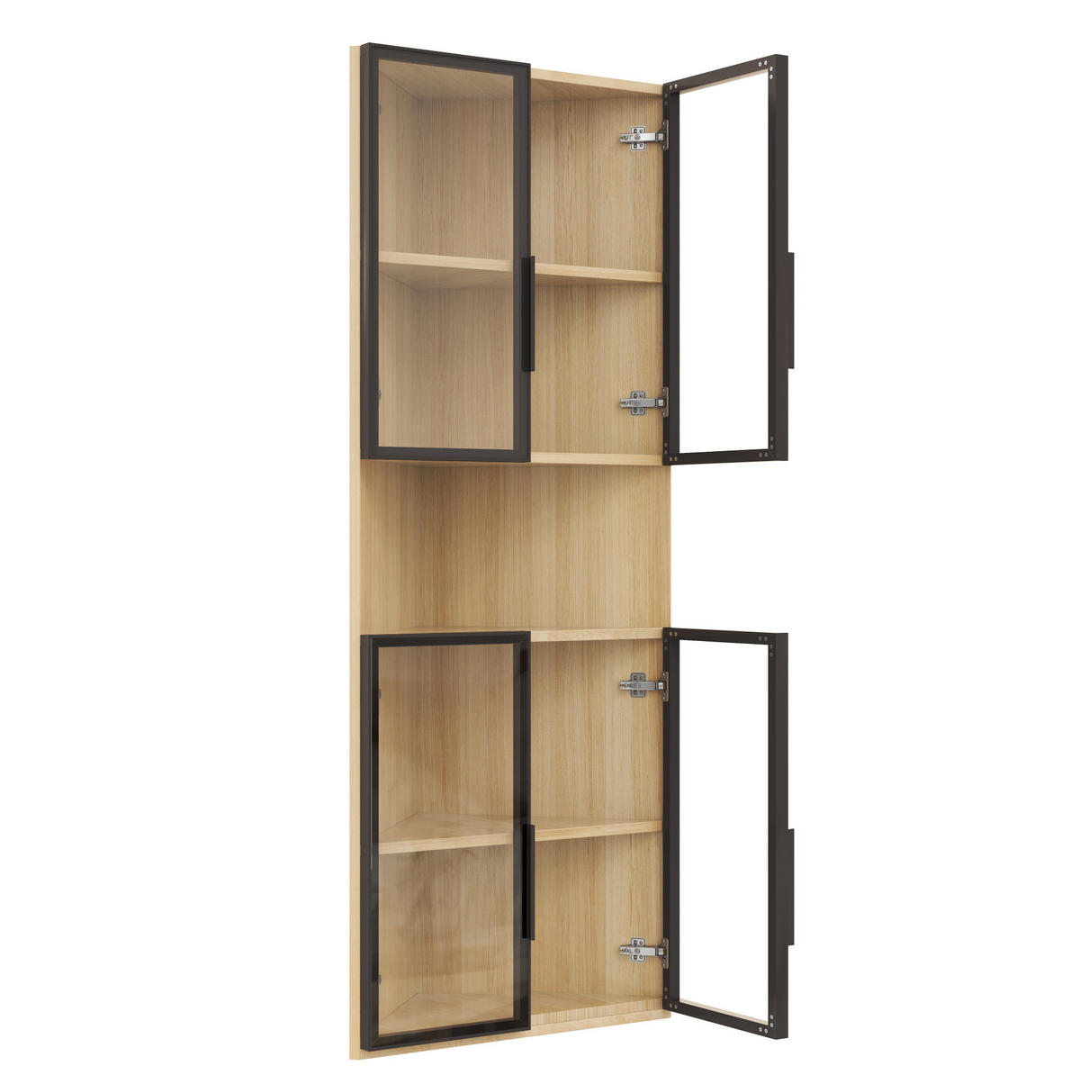 ROHOVÁ vitrína, 62/32/160 cm, MDF v dekoru dubu, s LED osvětlením - barva dubu, kompozitní dřevo (62/160/32cm) - BEAOK