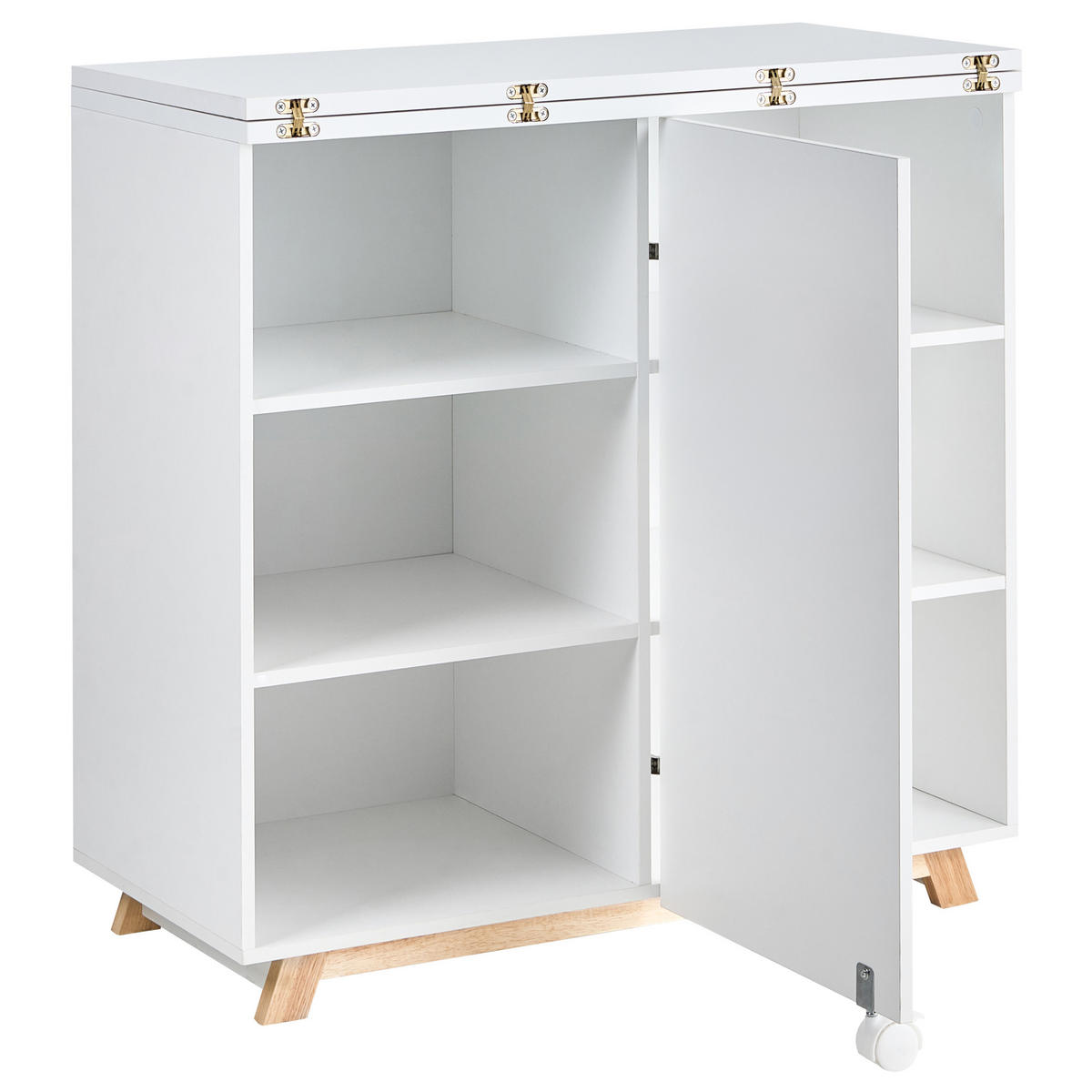 SEKRETÄR 80/40/80 cm klappbar Weiß Flomot - Hellbraun/Weiß, Holzwerkstoff (40/80/74cm) - Beliani