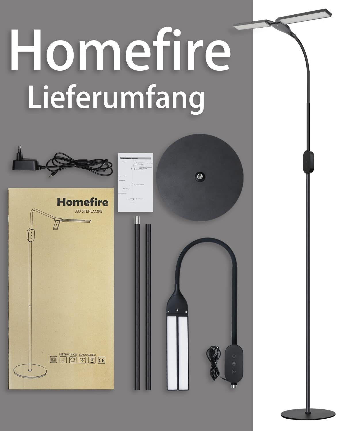 STEHLEUCHTE Duisburg 44/22/158 cm - Schwarz, Metall (32/32/166cm) - Nettlife