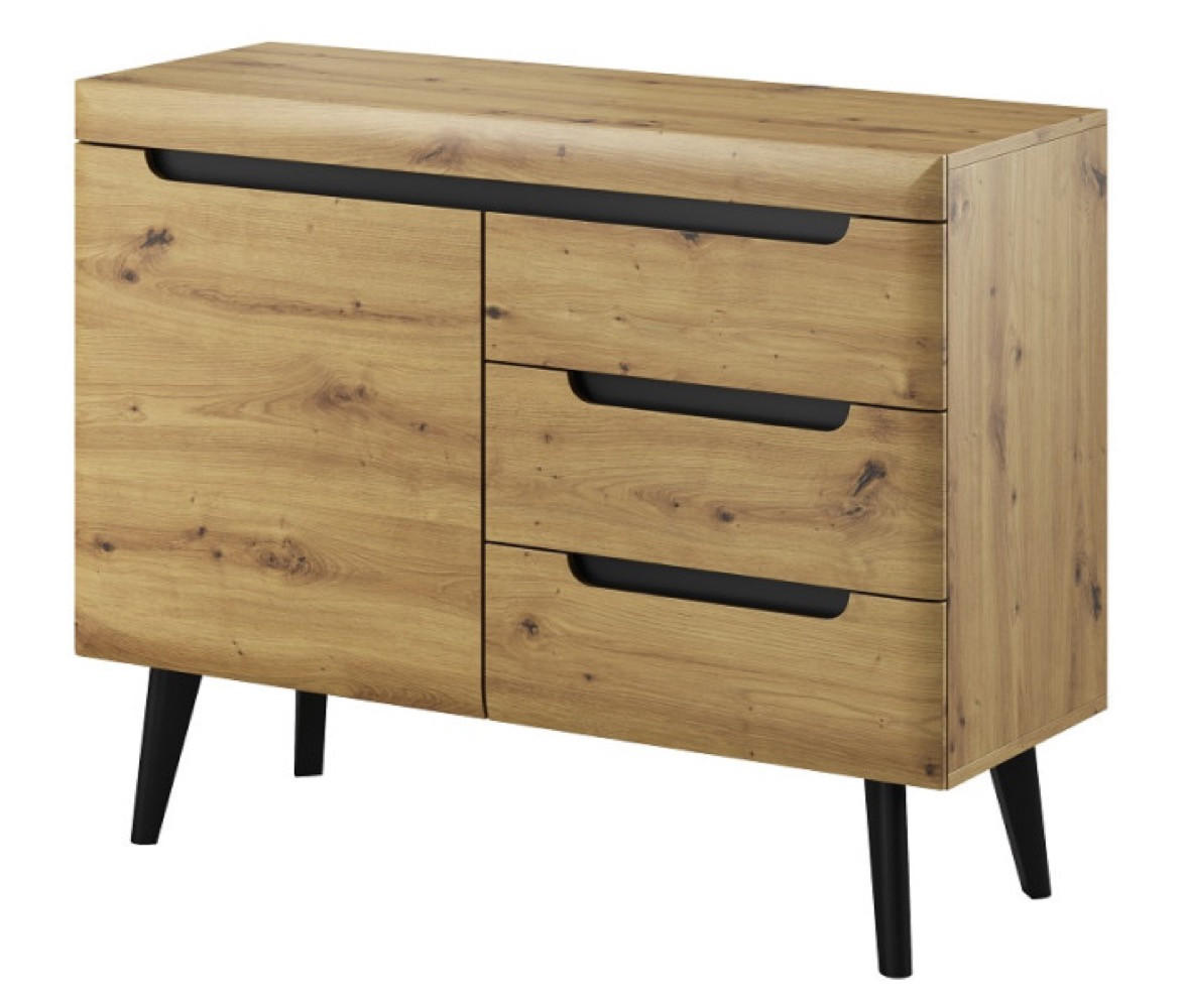 SIDEBOARD Schwarz Nordan NKSZ107 Artisan Eiche Mit Regalen - Multicolor, Holzwerkstoff (107/87/40cm) - Sepro Meble