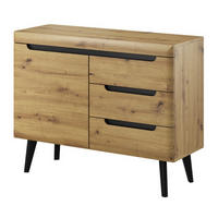 SIDEBOARD Schwarz Nordan NKSZ107 Artisan Eiche Mit Regalen - Multicolor, Holzwerkstoff (107/87/40cm) - Sepro Meble